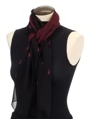 Burgundy Dots - Hand Painted Silk Scarf