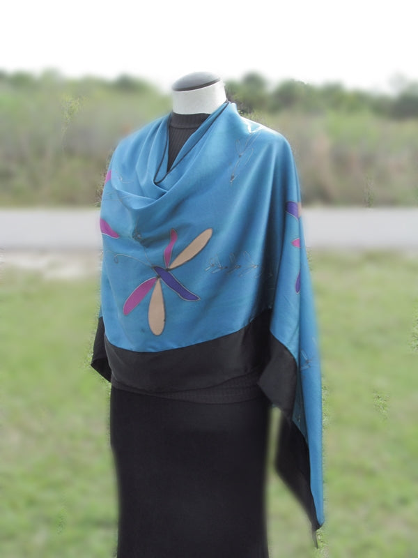 Hand-Painted Silk Poncho - Dragonfly 2