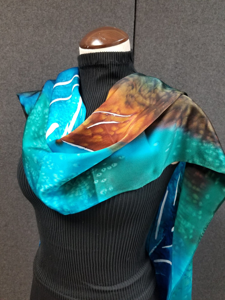 Palm in Color - Hand Painted Silk Scarf / Wrap / Belt – Silks by Tonya