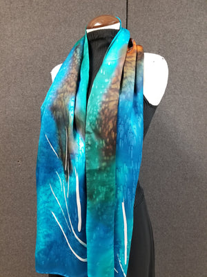 Palm In Color - Hand Painted Silk Scarf
