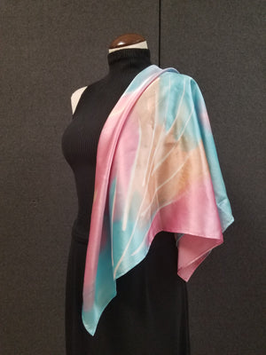 Palm in Pastel - Hand Painted Silk Scarf / Wrap