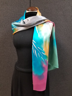 Palm In Tropics - Hand Painted Silk Scarf
