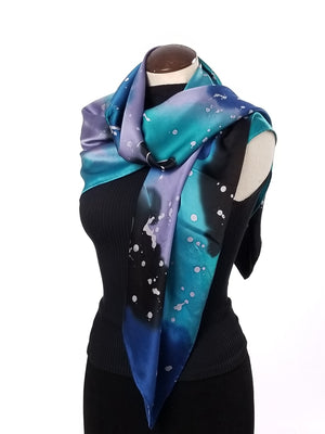 Galaxy Large- Hand Painted Silk Scarf / Wrap