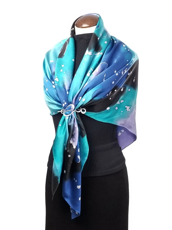 Galaxy Large- Hand Painted Silk Scarf / Wrap