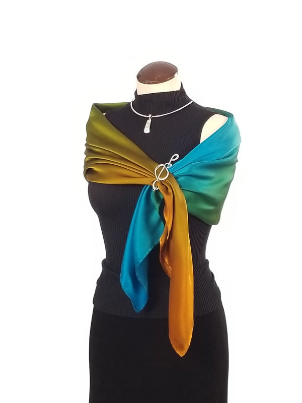 Blue & Gold Macaw - Hand Painted Silk Scarf / Wrap
