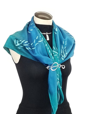 Blue Fern - Hand Painted Silk Scarf / Wrap