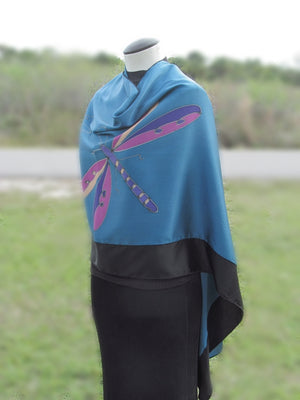 Hand-Painted Silk Poncho - Dragonfly 1