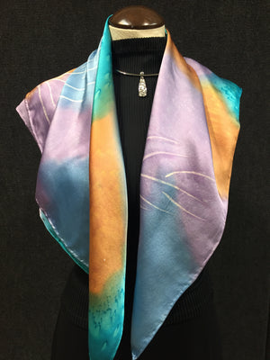 Pastel Palm - Hand Painted Silk Scarf / Wrap
