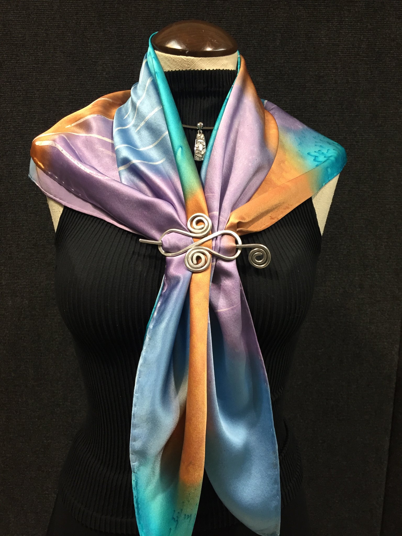 Pastel Palm - Hand Painted Silk Scarf / Wrap